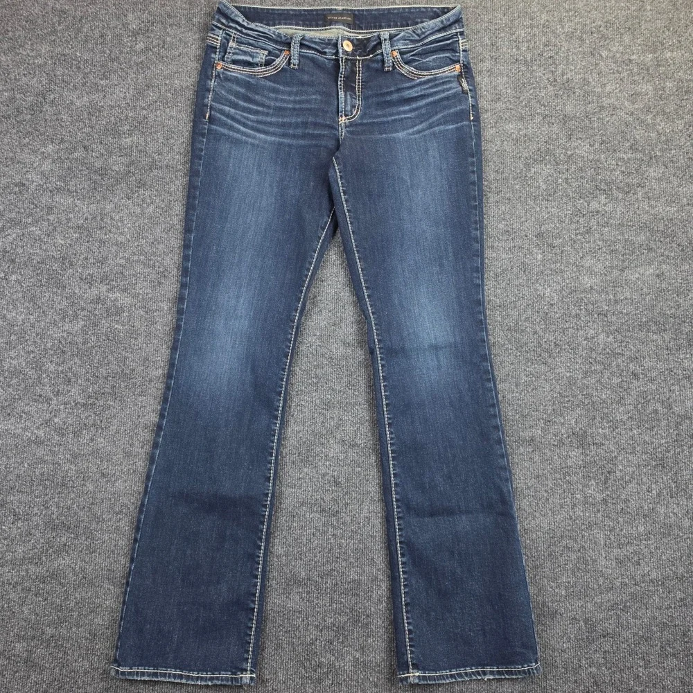 Silver Suki Slim Boot Jeans Women's 31 L33 Dark Wash Mid Rise Denim Stretch Blue